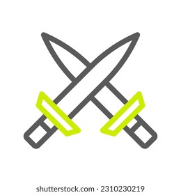 sword icon duocolor grey vibrant green colour military vector army element and symbol perfect.