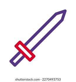 icono de espada duocolor estilo púrpura rojo ilustración militar vector elemento del ejército y símbolo perfecto. Signo de icono de la colección moderna para la web.
