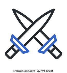 icono de espada duocolor estilo gris color azul ilustración militar vector elemento de ejército y símbolo perfecto. Signo de icono de la colección moderna para la web.