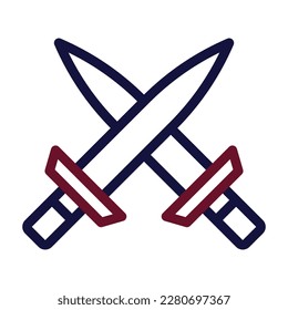 sword icon duocolor style maroon navy colour military illustration vector army element and symbol perfect. Icon sign from modern collection for web.