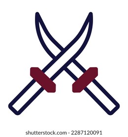 sword icon duotone maroon navy colour military illustration vector army element and symbol perfect. Icon sign from modern collection for web.