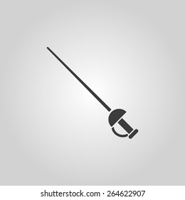 The sword icon. Epee symbol. Flat Vector illustration