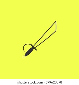 Sword icon flat. Black pictogram on white background. Vector illustration symbol and bonus button