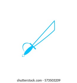 Sword icon flat. Blue pictogram on white background. Vector illustration symbol