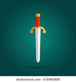 Sword Icon in Flat Style. Knives Sharp Blade Symbol Isolated on White Background