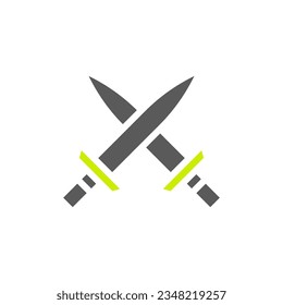 Icono de espada gradiente color azul verde elemento militar vector ejército y símbolo perfecto.