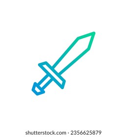 Icono de espada gradiente color azul verde elemento militar vector ejército y símbolo perfecto.