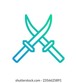 Icono de espada gradiente color azul verde elemento militar vector ejército y símbolo perfecto.