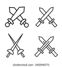 símbolo de signo de vector aislado de ilustración de icono de espada. diseño simple para gráficos, logotipos, sitios web, medios sociales, interfaz de usuario, aplicaciones móviles, EPS10

