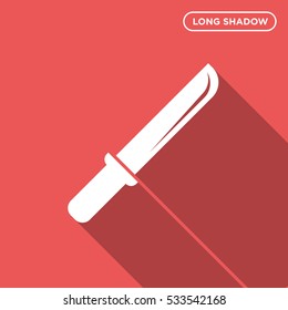 Sword icon illustration isolated vector sign symbol in long shadow style on red background