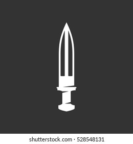 Sword icon isolated on black background. Sword vector logo. Flat design style. Modern vector pictogram for web graphics - stock vector