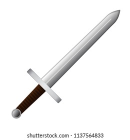 Sword Icon isolated on white background with leather handle. Vector illustration for Your Design, Web.