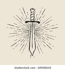 Sword icon isolated on white background vector illustration