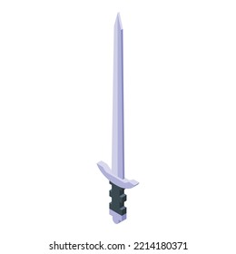 Sword icon isometric vector. Medieval history. Castle king