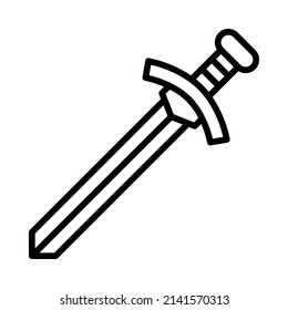 Sword Icon. Line Art Style Design Isolated On White Background