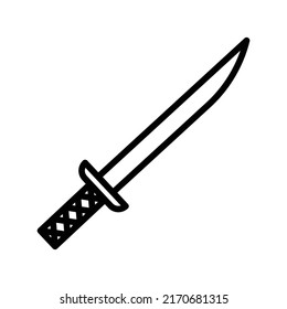 Sword Icon. Line Art Style Design Isolated On White Background