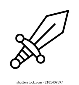 Sword Icon. Line Art Style Design Isolated On White Background