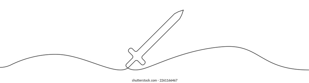 Sword icon line continuous drawing vector. One line Sword icon vector background. Sword icon. Continuous outline of a Sword icon.