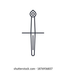 Sword icon, linear isolated illustration, thin line vector, web design sign, outline concept symbol with editable stroke on white background.
