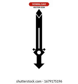 Icono de espada o logotipo símbolo de signo aislado ilustración vectorial - iconos vectoriales de estilo negro de alta calidad
