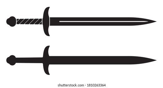 Sword icon. Medieval knight swords silhouette. Vector illustration.