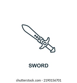 Icono de espada. Línea simple monocroma Icono de elemento de juego para plantillas, diseño web e infografías