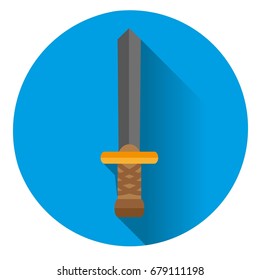 the sword icon on blue background with shadow