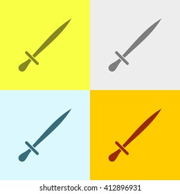 Sword Icon on Four Different Backgrounds. Eps-10.