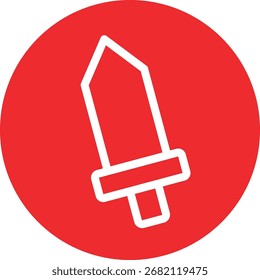 ein Schwertsymbol auf rotem Hintergrund