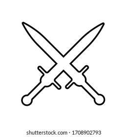 Schwertsymbol auf weißem Hintergrund. Eine Art Nahwaffe mit direkter Klinge, die zum Hoppen und Piercings bestimmt ist. EPS10.