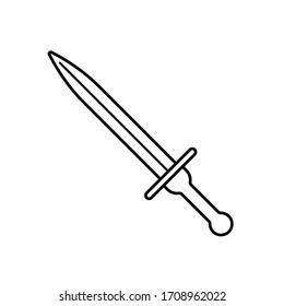 Sword icon on white background. A type of melee weapon with a direct blade, designed for chopping and piercing strikes. EPS 10.