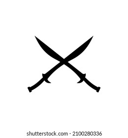 Sword icon on a white background. Types of melee weapons with live blades, with a vintage theme