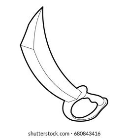 Sword icon in outline style isolated on white vector illustration
