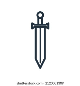 vector de contorno de icono de espada sobre fondo blanco.
