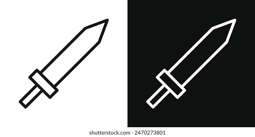 Schwert-Icon-Pack. Battle Warrior Vintage Eisen Schwert Waffe Vektorgrafik Zeichen. In: Ancient Roman War Metal Sword Icon.