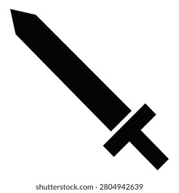 Sword icon with pointed tip and straight blade and handle icon