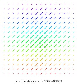 Sword icon rainbow colored halftone pattern. Vector sword symbols arranged into halftone grid with vertical spectrum gradient. Designed for backgrounds, covers and abstraction effects.