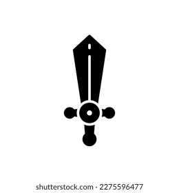 Sword icon to represent weapons for war or just toys in black solid style
