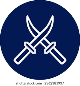 Icono de espada color blanco redondeado elemento militar vector y símbolo perfecto.