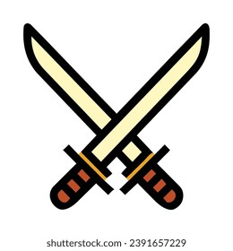 Schwertsymbol, Säbellogo, Rapier, Langwort, Vektorgrafik einzeln auf Weiß