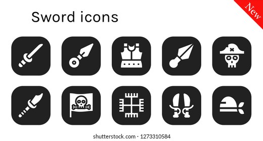  sword icon set. 10 filled sword icons. Simple modern icons about  - Katana, Kunai, Armour, Pirate, Weapon, Gnosticism, Sword