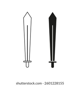 Sword icon set. Blade weapon symbol. Warrior tool image. Vector fight illustration.