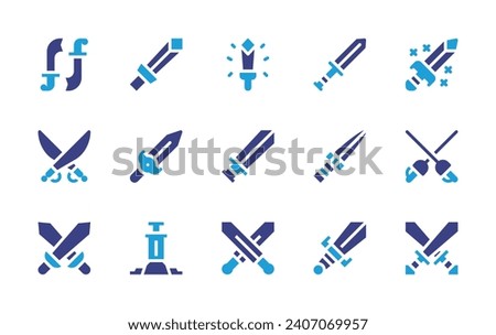 Sword icon set. Duotone color. Vector illustration. Containing saber, swords, sword, dagger, fencing.