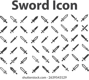 sword icon Set. Sword icons set. Vector Ancient swords signs and crossed pictograms stock illustration. Swords on white background stock illustration. War icons stock illustration.eps
