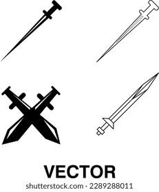conjunto de iconos de espada, ilustración de icono de espada en fondo blanco