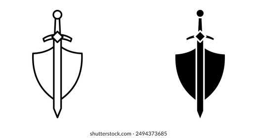Conjunto de iconos de espada. Espadas de caballero medieval color de la silueta editable