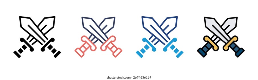 Sword Icon Set Multiple Style Collection