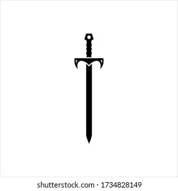 ilustración de diseño de vector silhoutte de icono de espada
