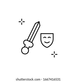Schwert-Symbol. Einfache Vektorillustration-, Umrisselemente für i- und ux-, webbasierte oder mobile Anwendungen