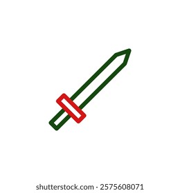 Sword Icon Simple Outline Green and Red